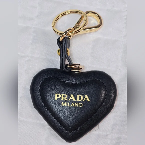 Prada Black Heart Keychain New Stamped Still Wrapped